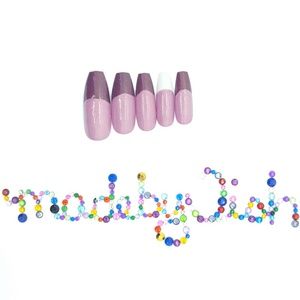 Pink Purple French Tips Long Coffin Press On Nails